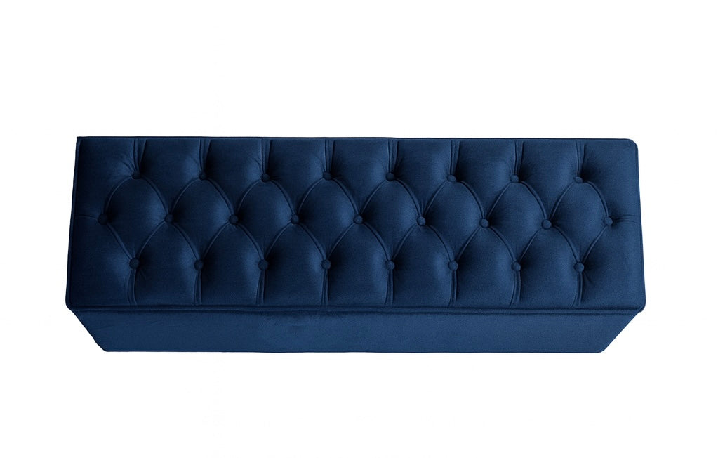 Čalouněná lavice Chester • Tmavě modrý samet