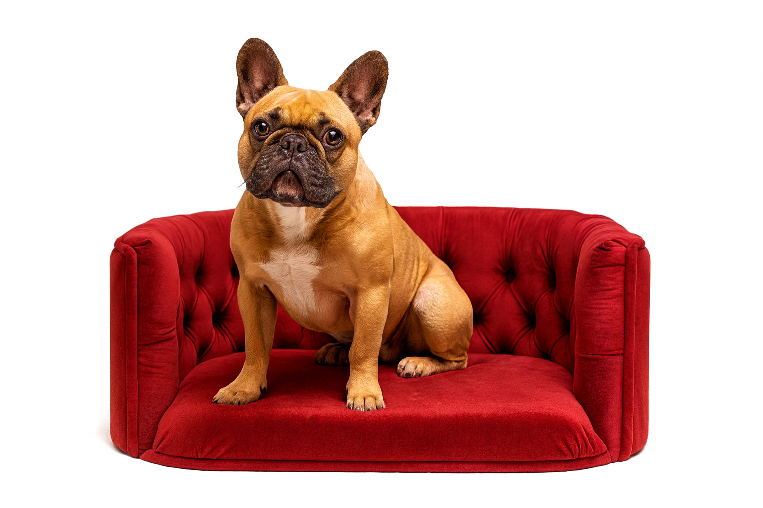 Chesterfield pelíšek pro střední psy – Bordó samet