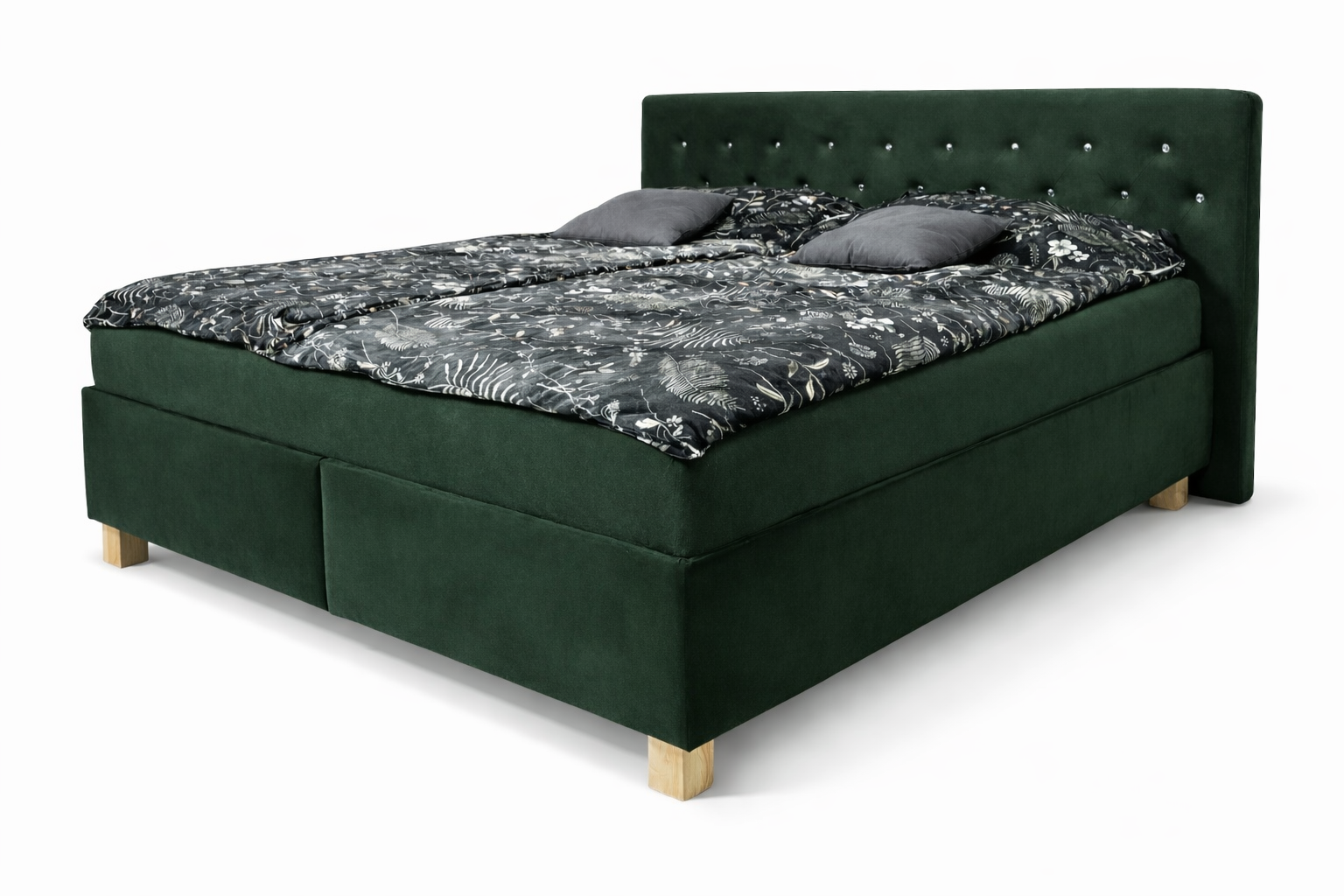 Postel Chester - Tmavě zelený Samet