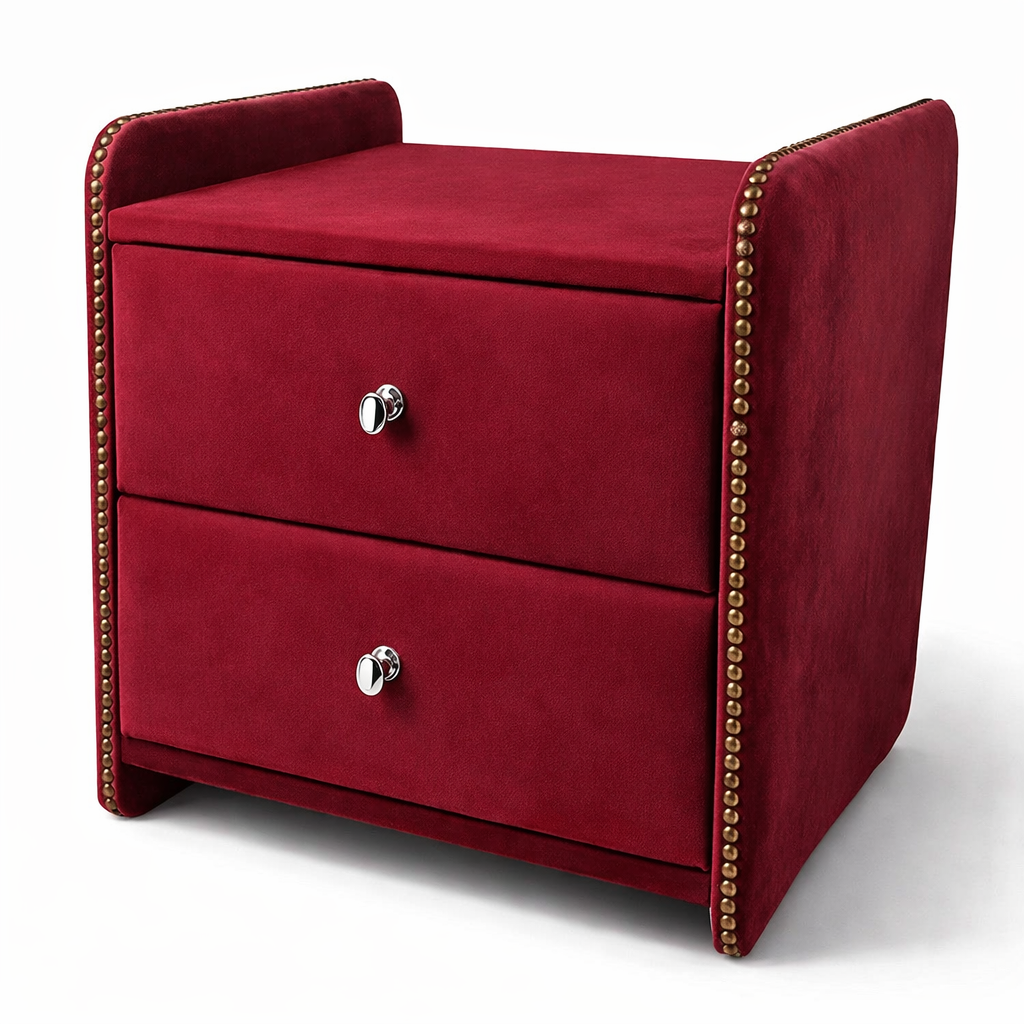 Noční stolek Chester - samet Bordó