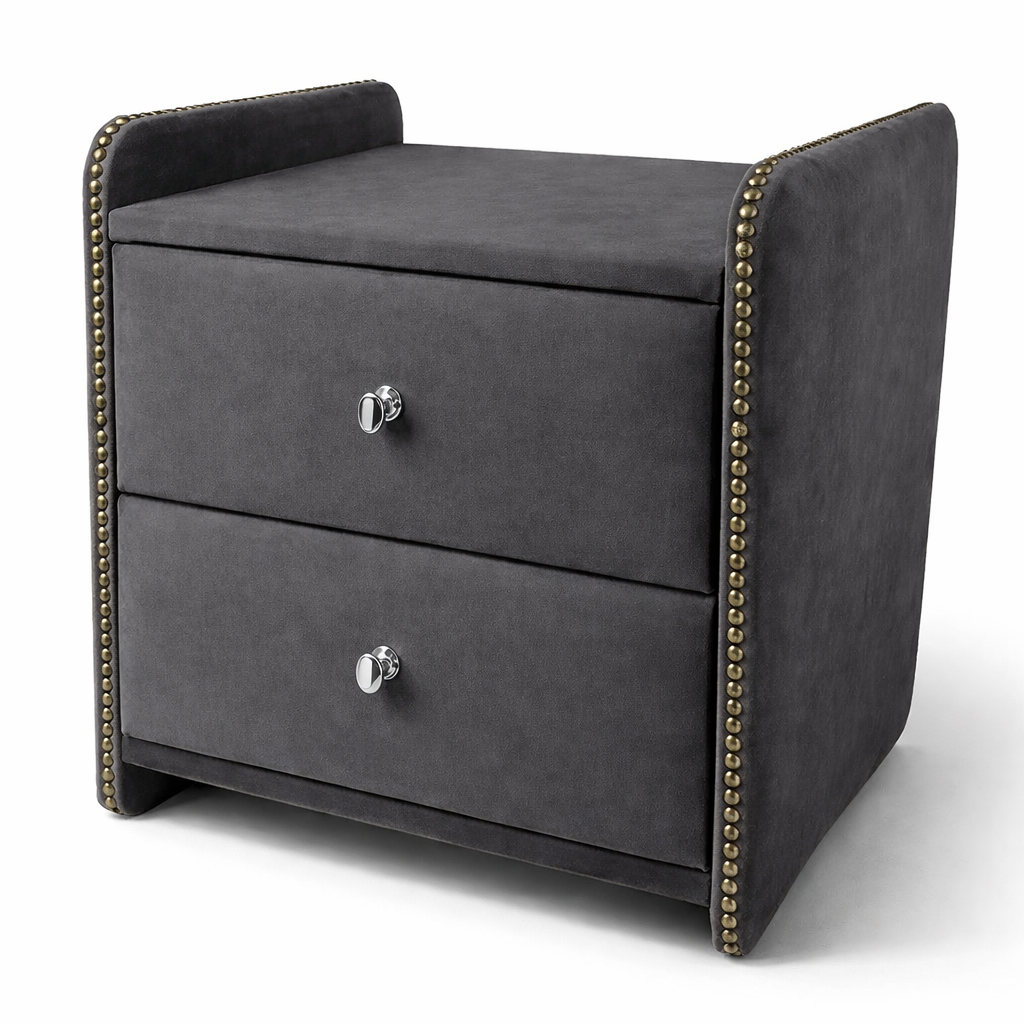 Noční stolek Chester - Tmavě šedý samet