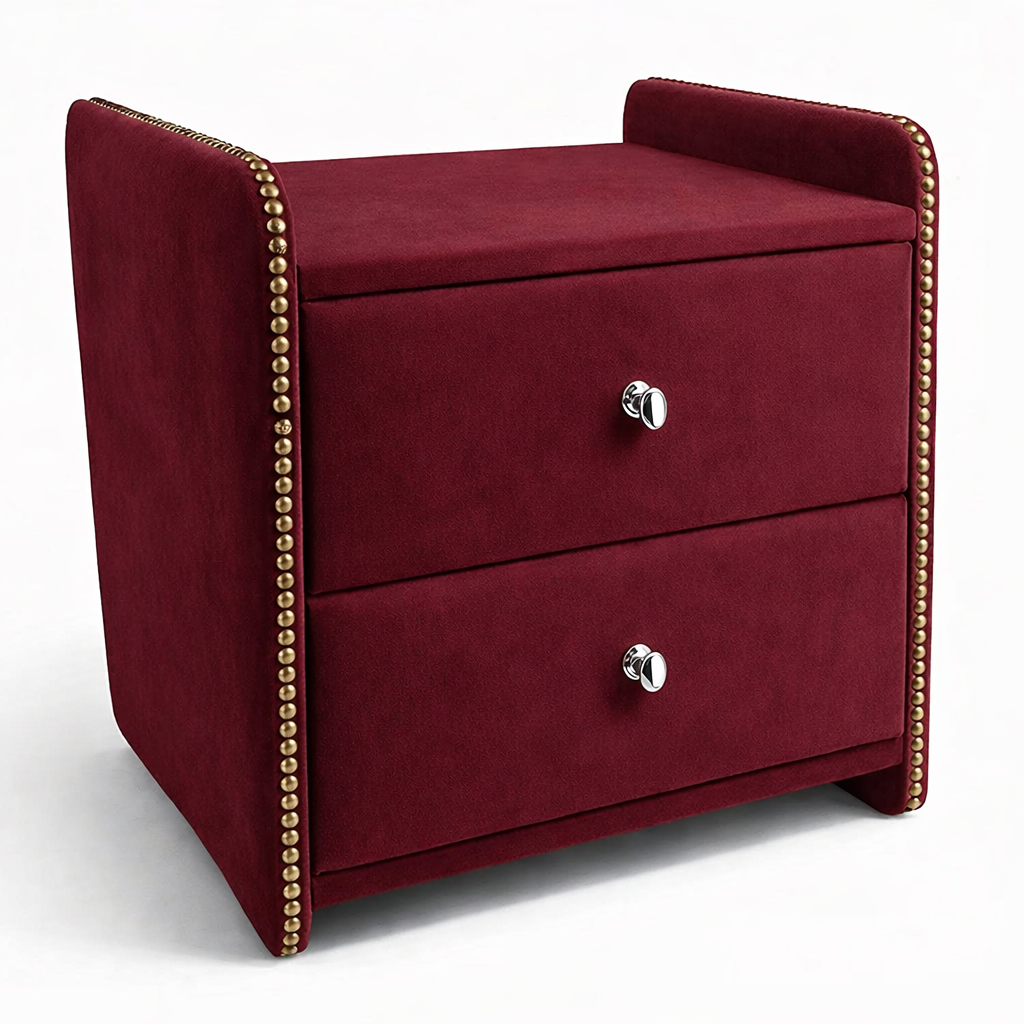 Noční stolek Chester - samet Bordó