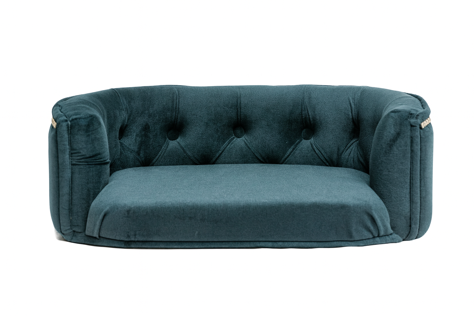 Chesterfield pelíšek pro malé psy – Tmavě petrolejový samet