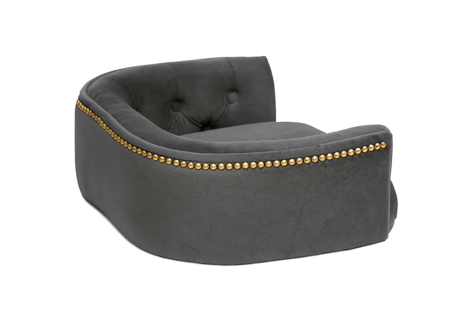Chesterfield pelíšek pro malé psy – Tmavě šedý samet