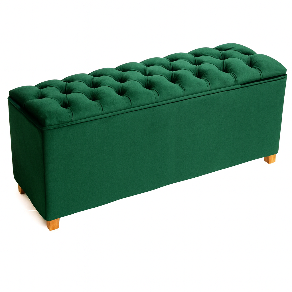 Čalouněná lavice Chester • Tmavě zelený samet