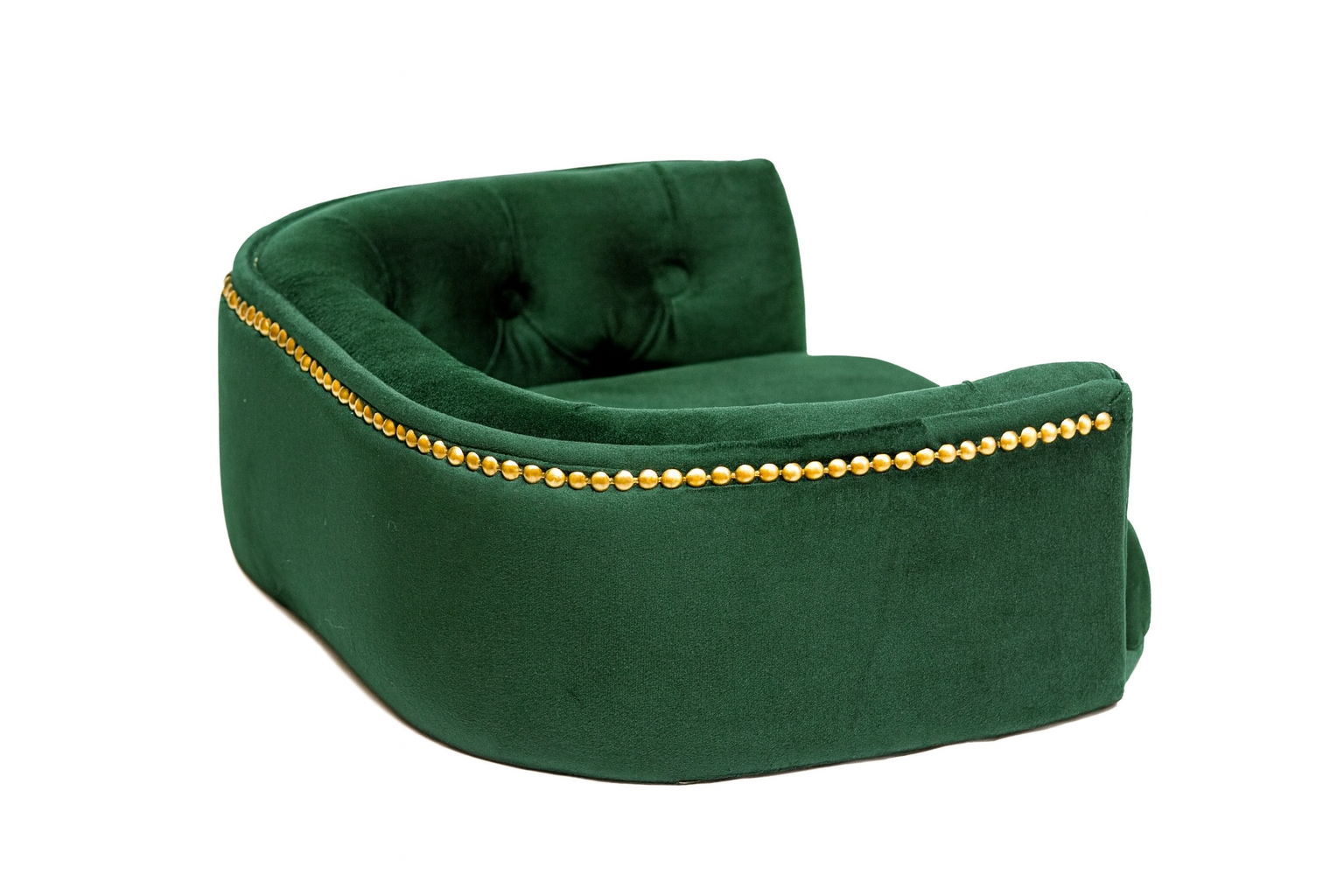 Chesterfield pelíšek pro malé psy – Tmavě zelený samet