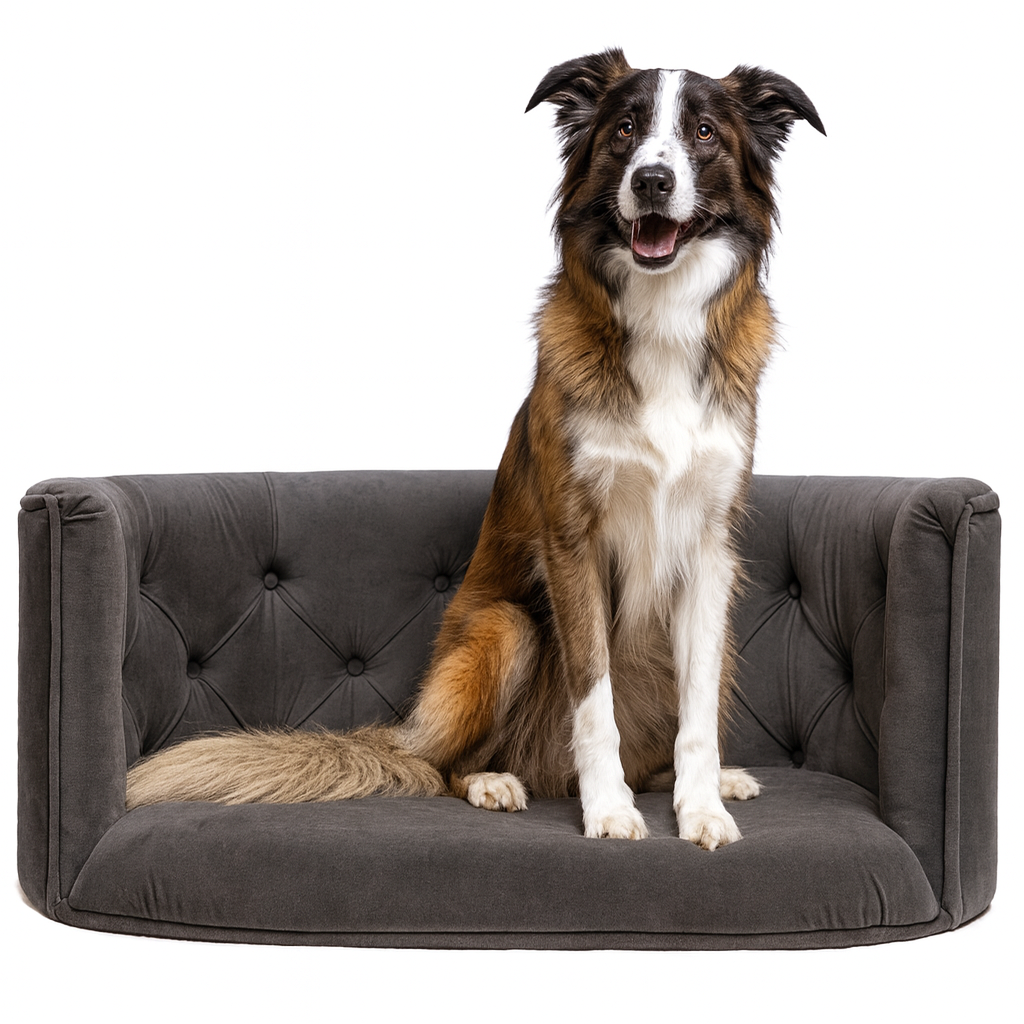 Pelíšek Chester pro velké psy - Tmavě šedý samet