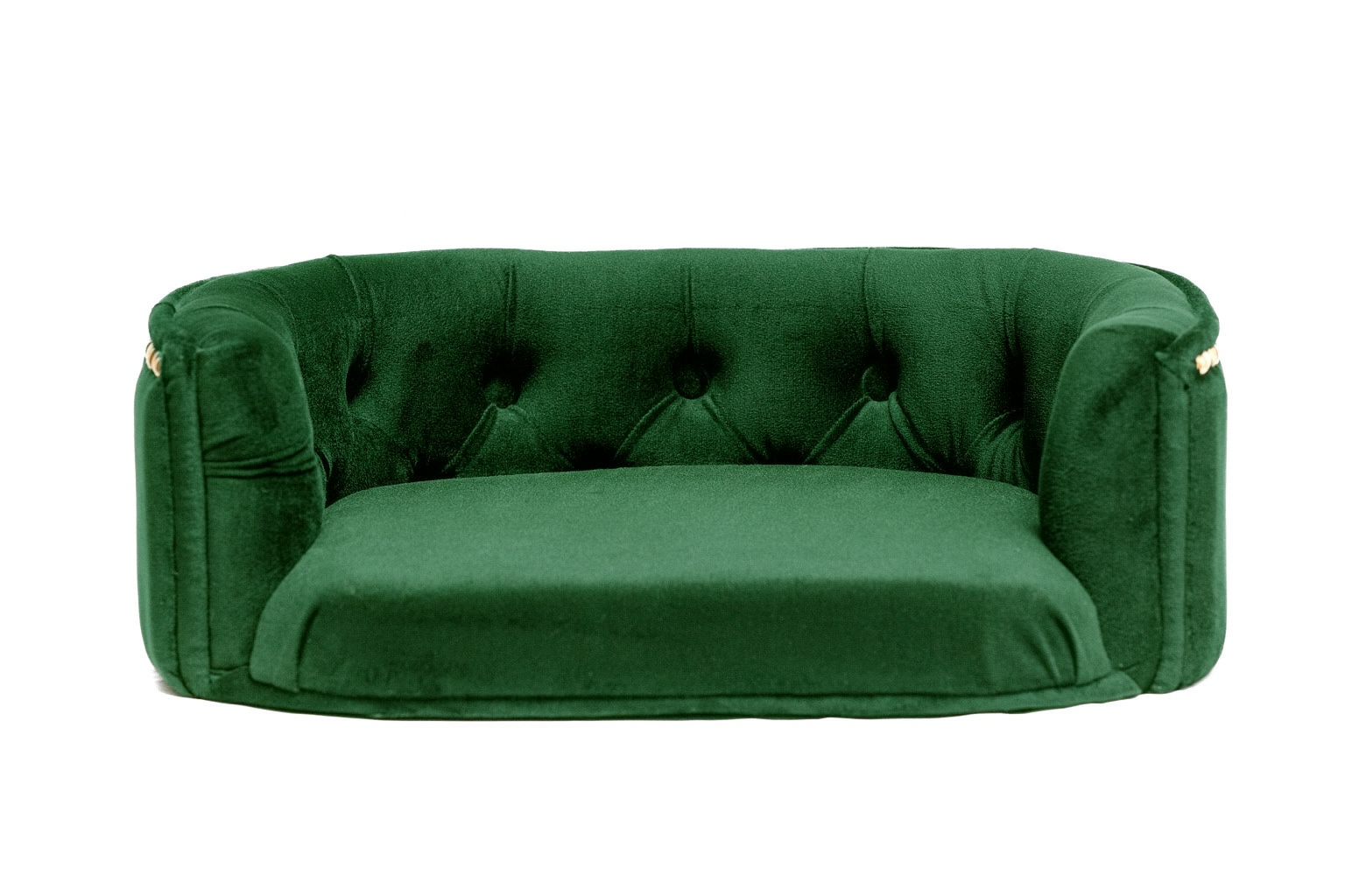 Chesterfield pelíšek pro malé psy – Tmavě zelený samet