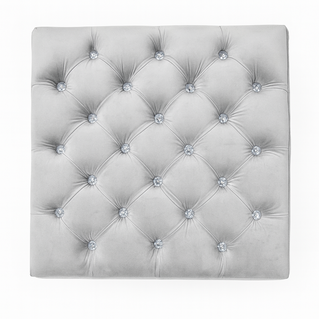 Taburet Chester • Světle šedý samet