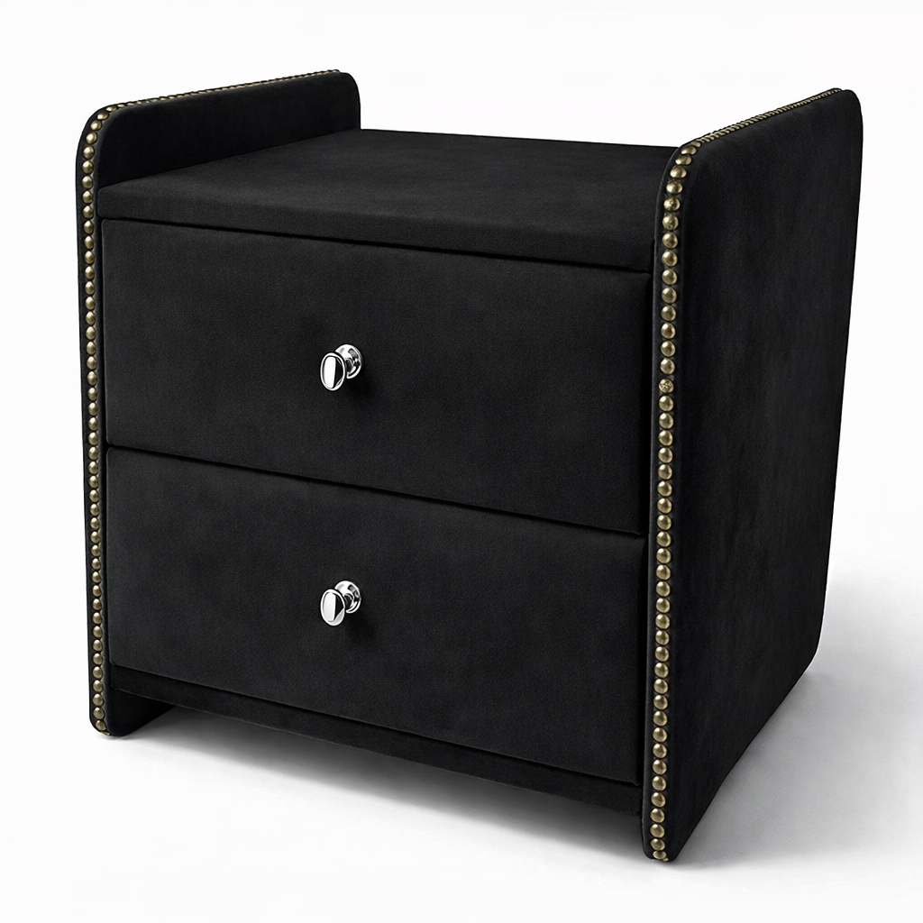 Noční stolek Chester - Černý samet
