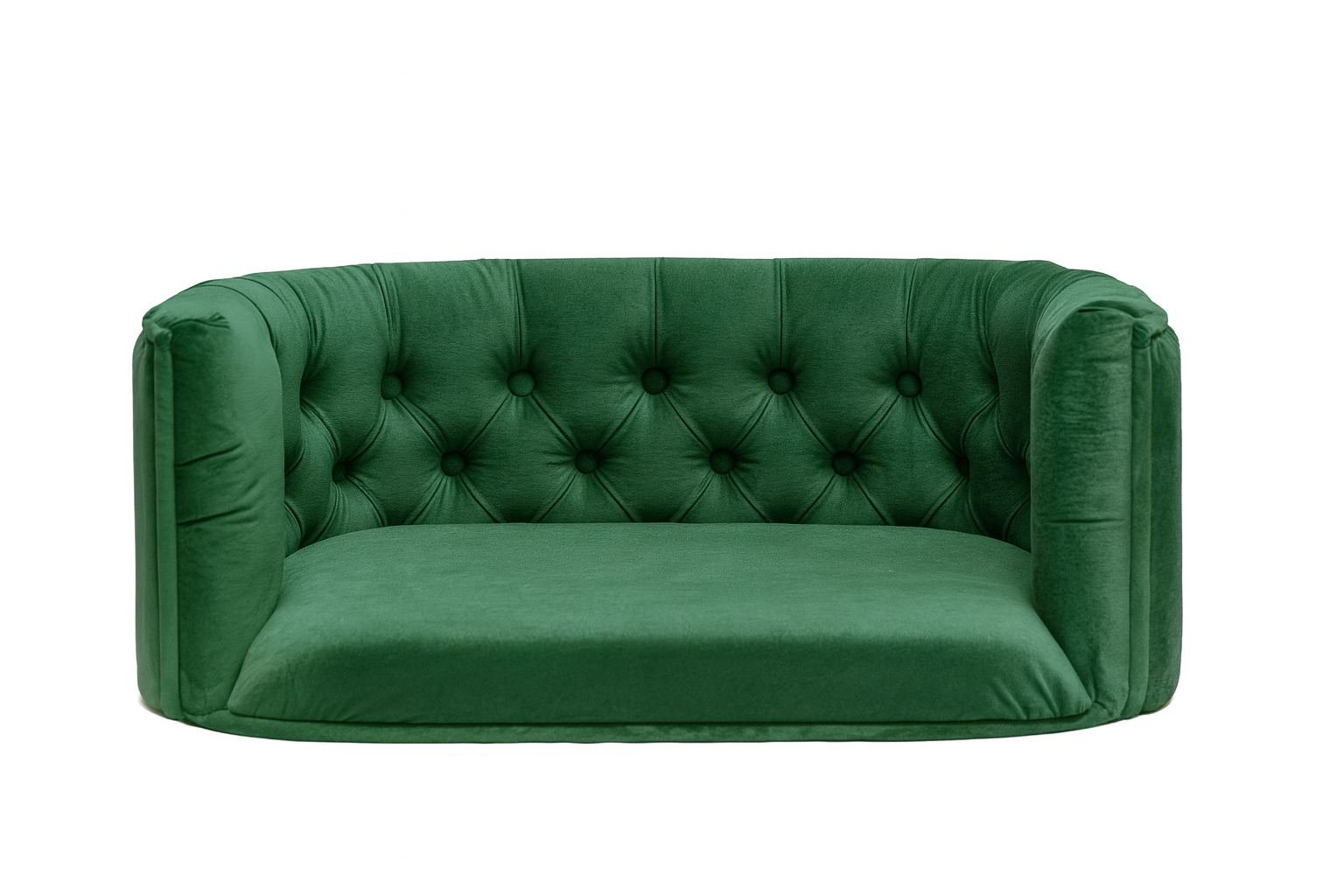 Chesterfield pelíšek pro střední psy – Tmavě zelený samet