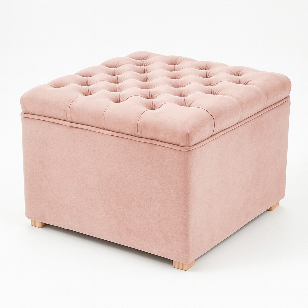 Taburet Chester • Pudrově růžový samet