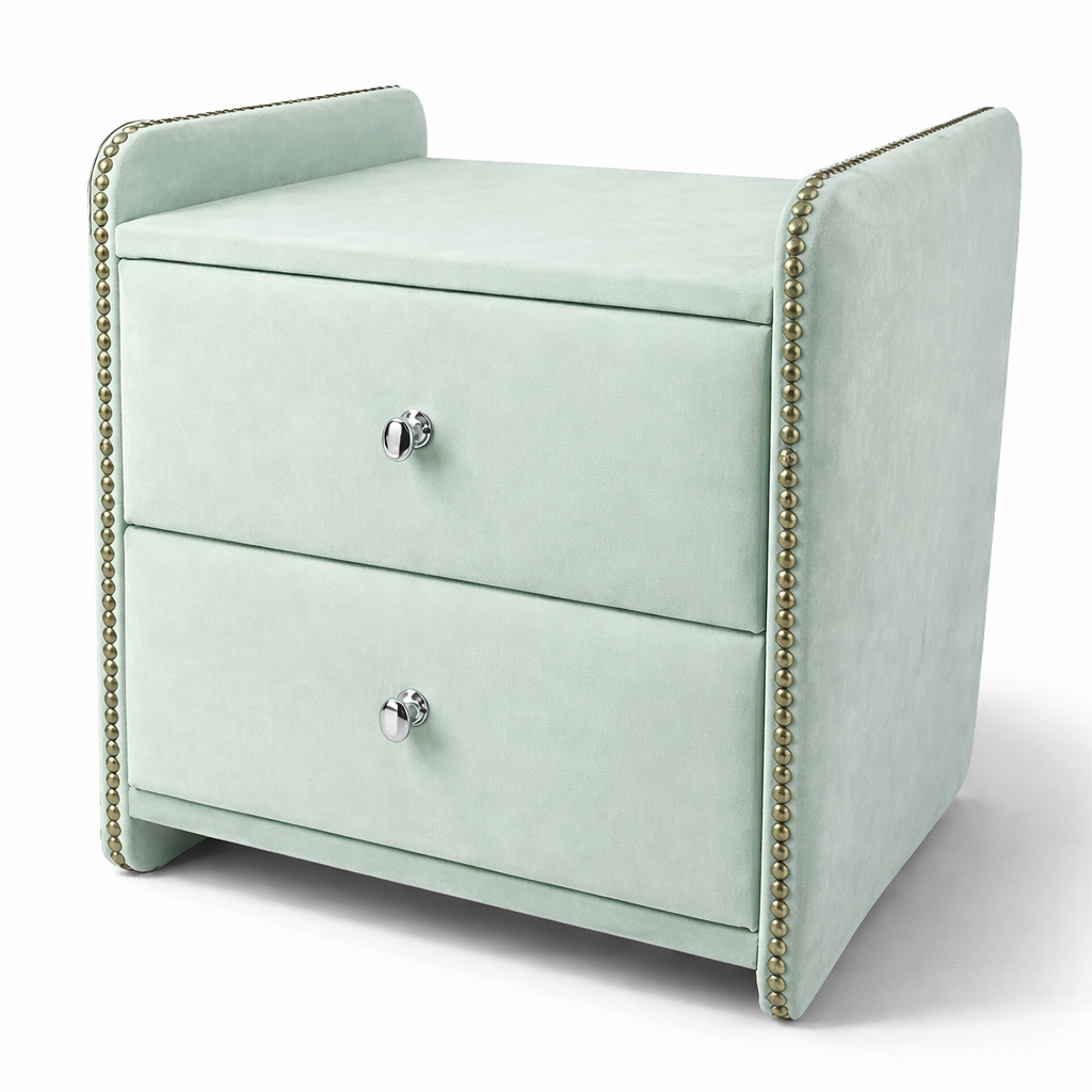 Noční stolek Chester - Světle mátový samet