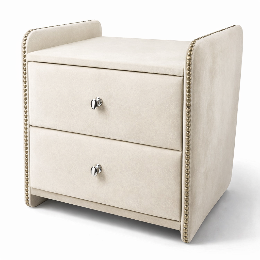 Noční stolek Chester - Krémový samet