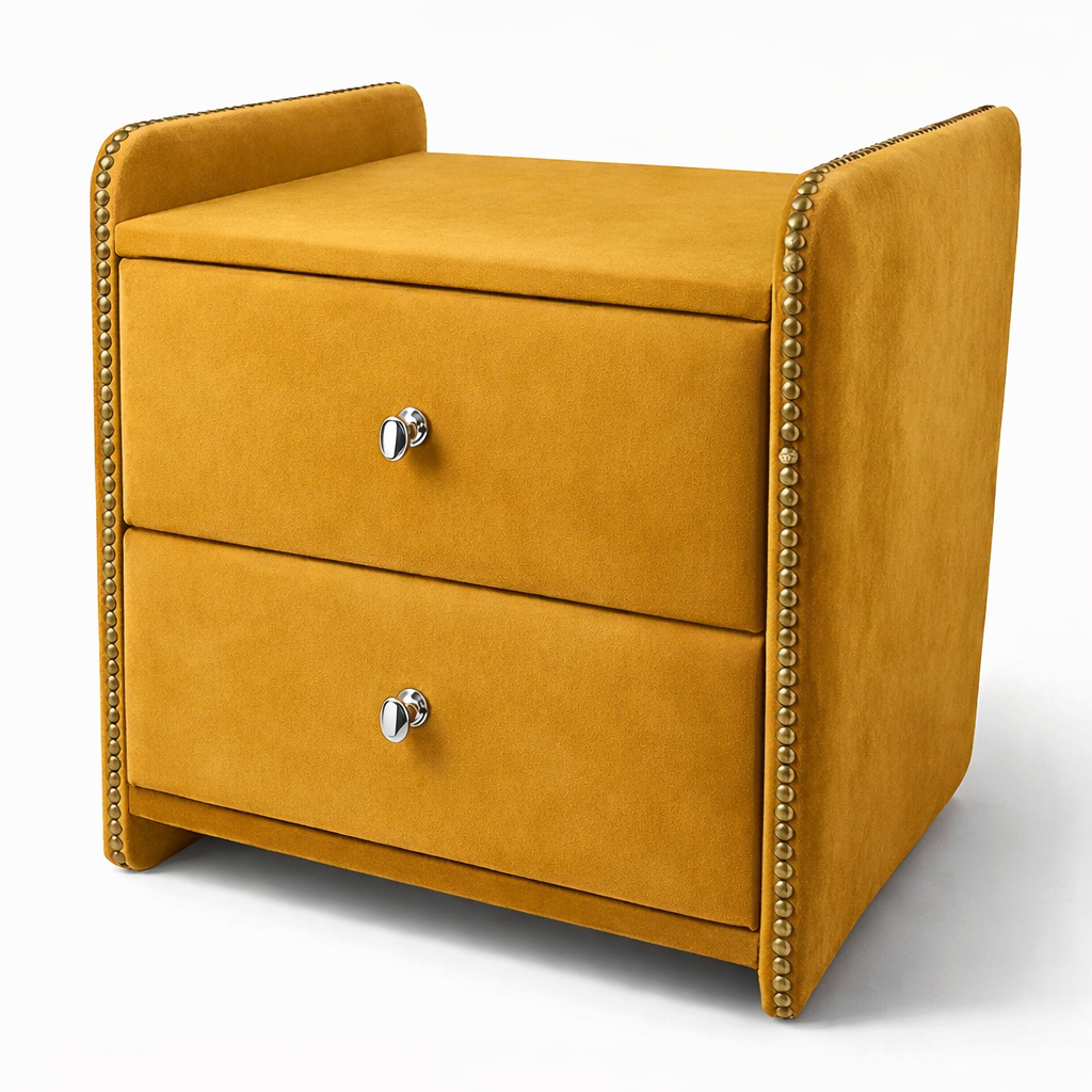 Noční stolek Chester - Hořčicový samet
