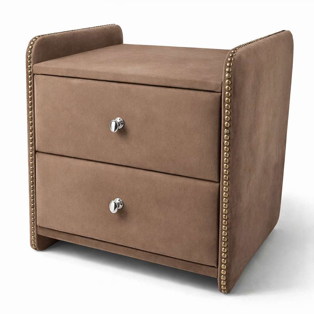 Noční stolek Chester - Tmavě hnědý samet