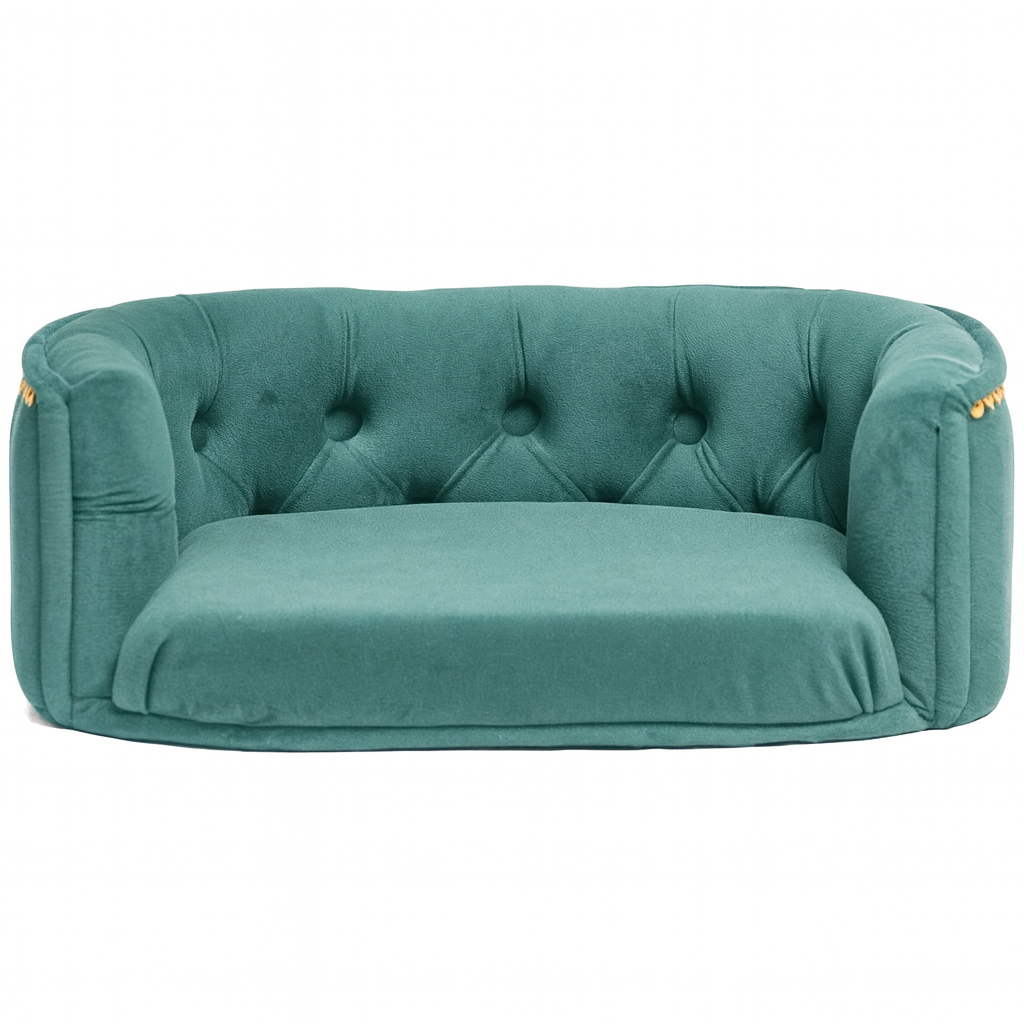 Chesterfield pelíšek pro malé psy – Petrolejový samet