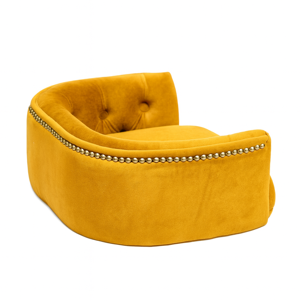 Chesterfield pelíšek pro malé psy – Hořčicový samet