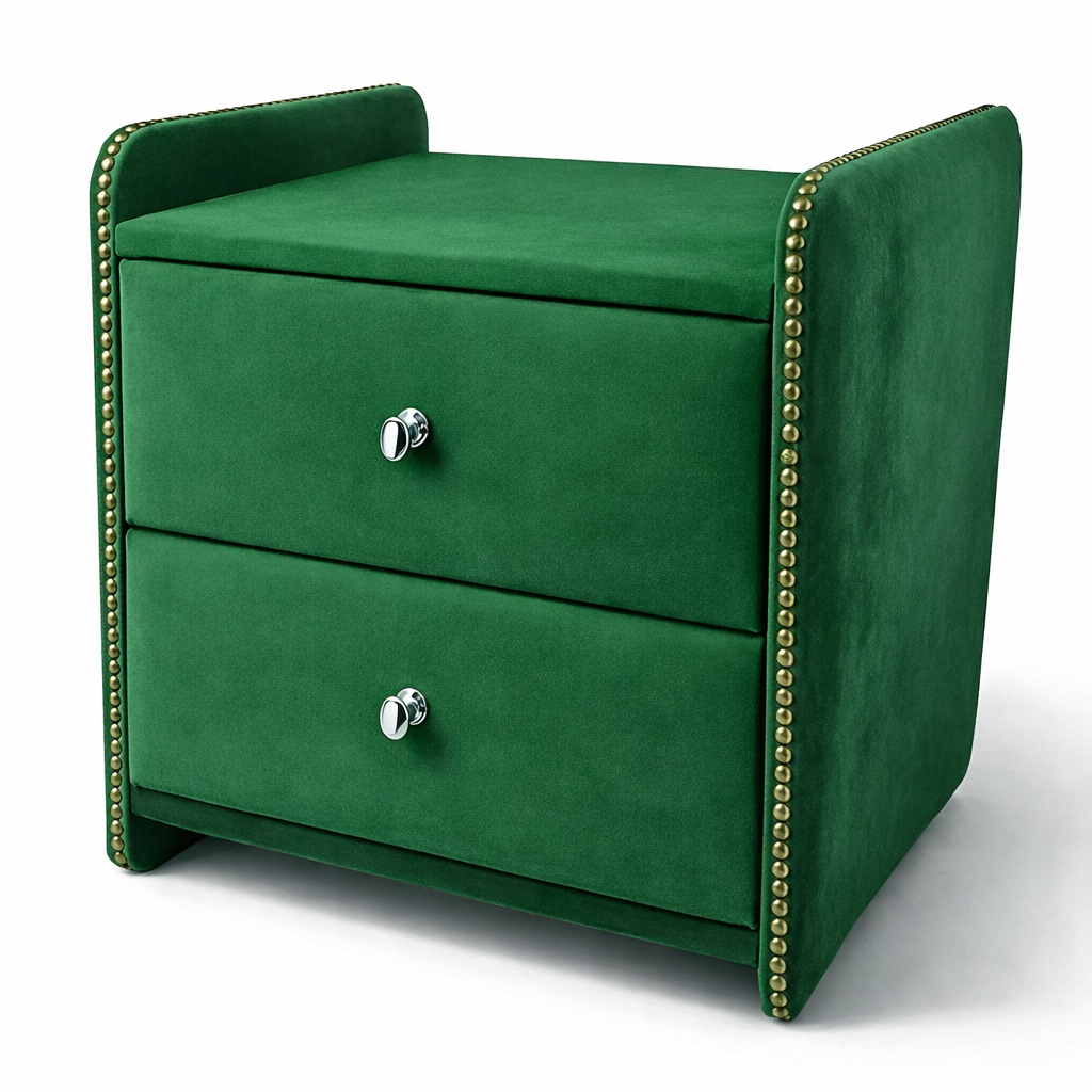 Noční stolek Chester - Zelený samet