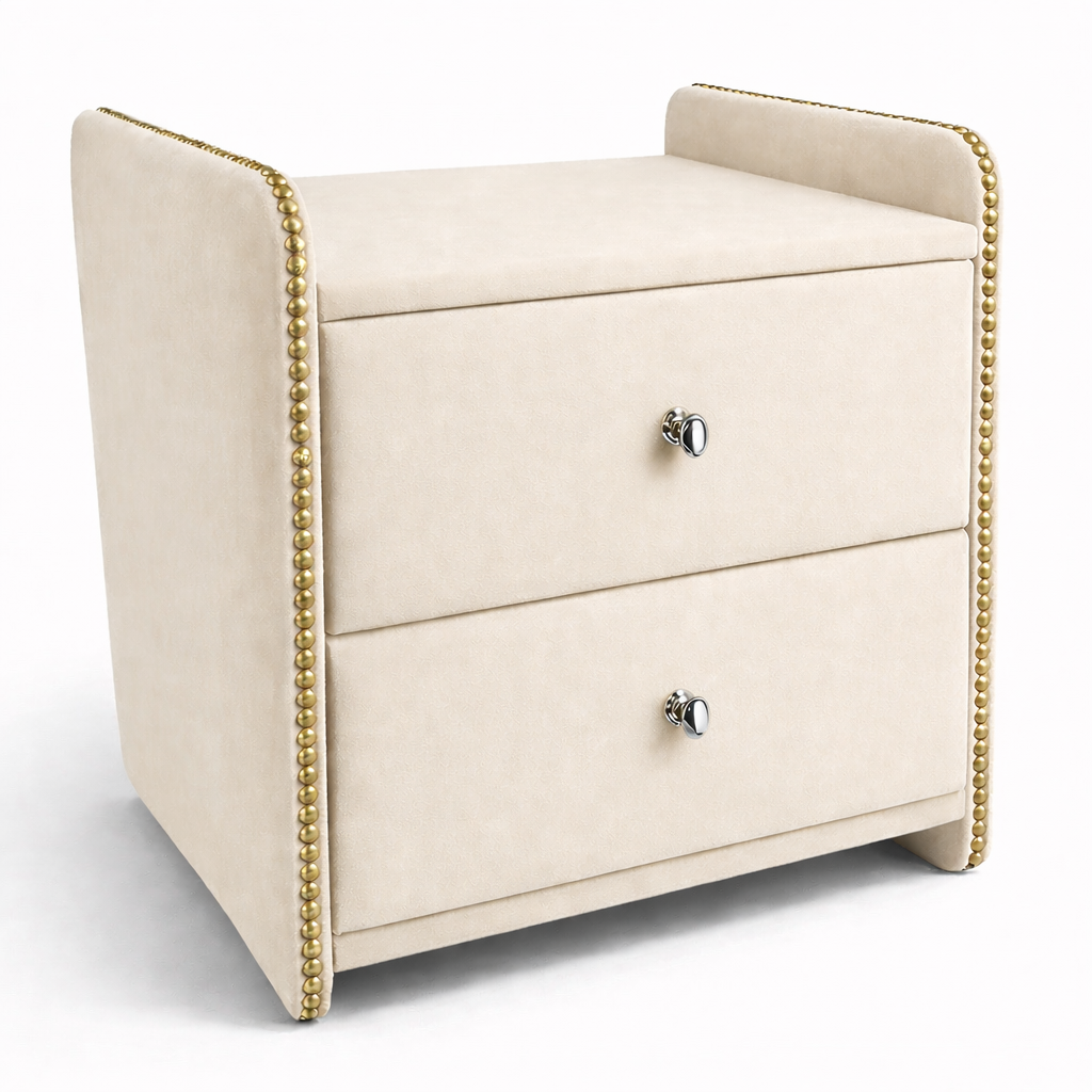 Noční stolek Chester - Krémový samet