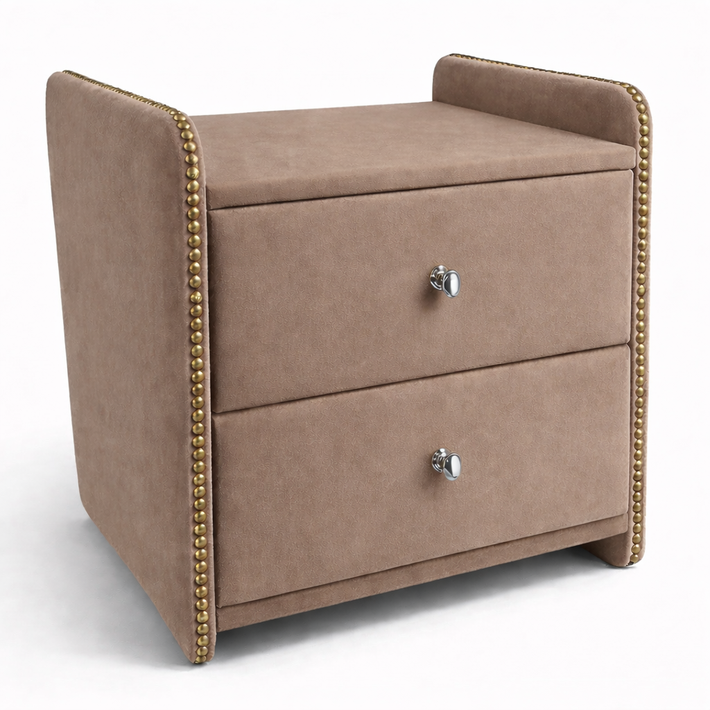 Noční stolek Chester - Tmavě hnědý samet