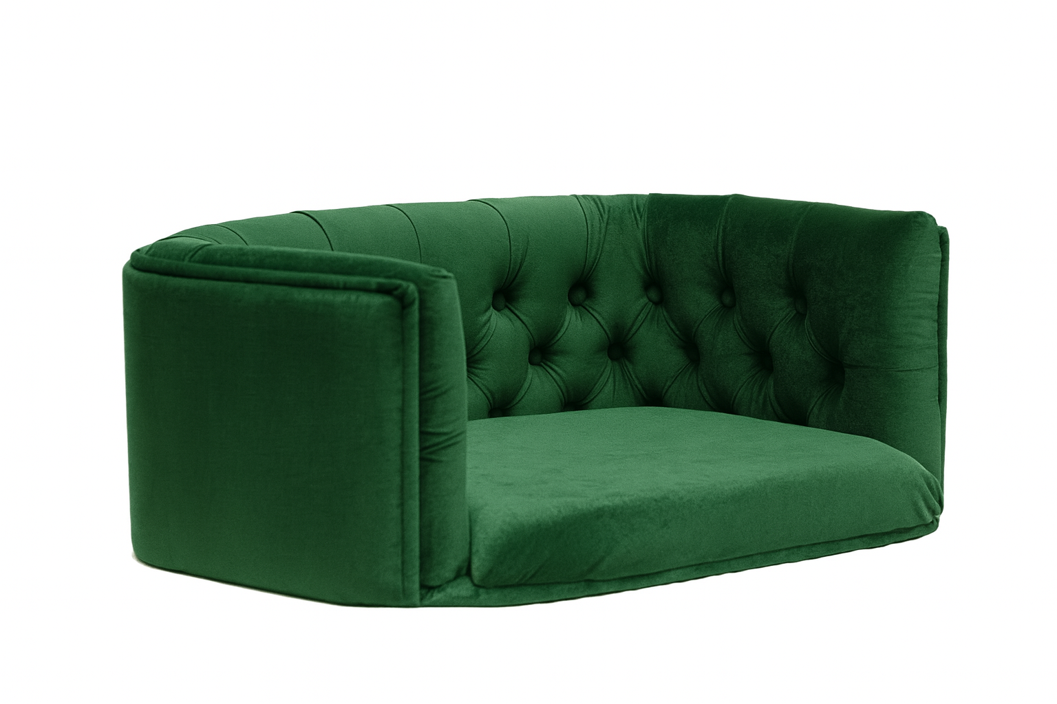 Chesterfield pelíšek pro střední psy – Tmavě zelený samet